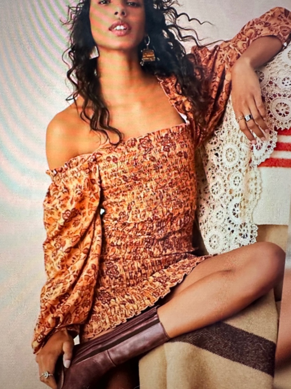Free People Smock To Me Fitted Dress. Large